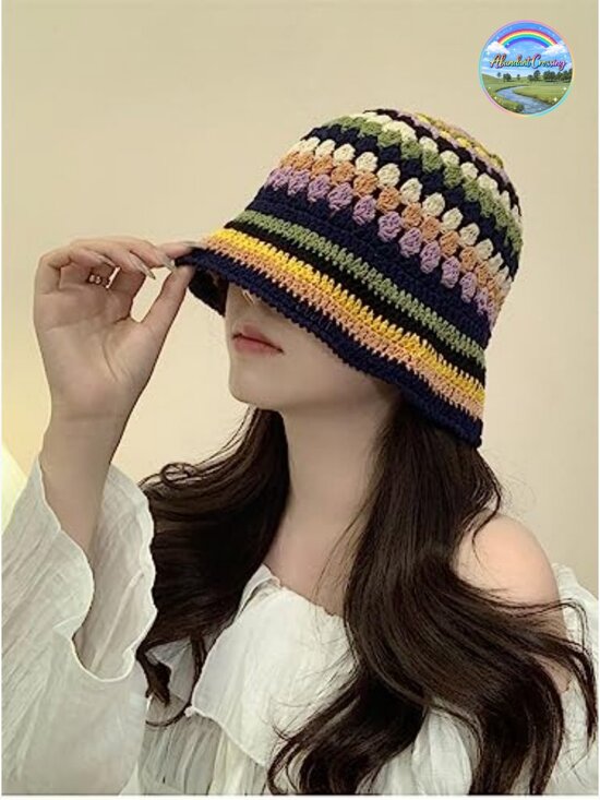 Handmade Crochet Bucket Hat - Knitted Floppy Fisherman Hat Floral Outdoor main image 4